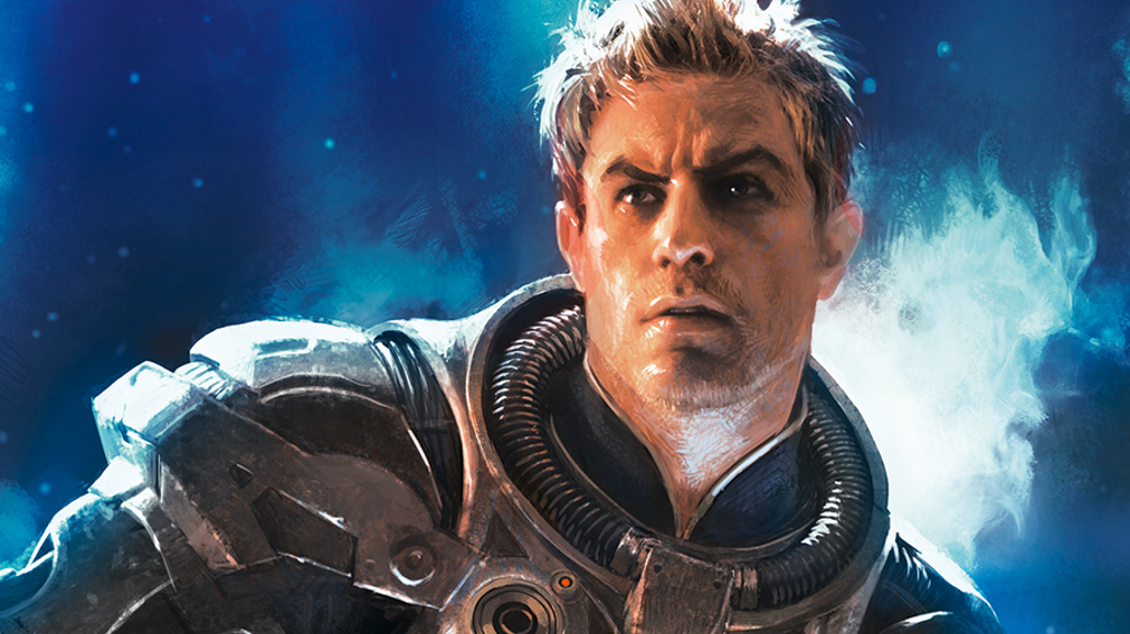 Lost Fleet Invincible, close up of a man in a spacesuit.