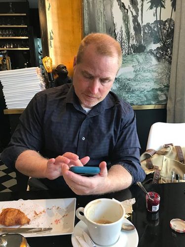Gordon in a cafe.
